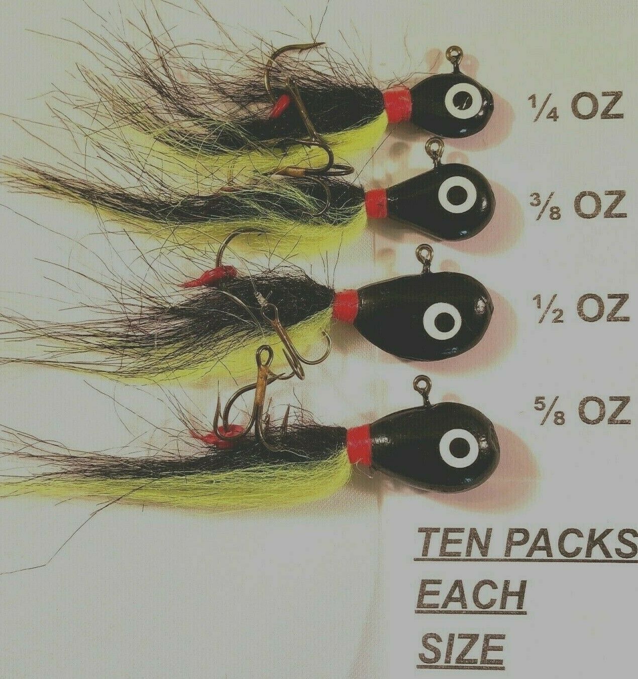 Jigs Walleye Killer 1/4 3/8 1/2 5/8 3/4 & 1 OZ 10 Pack Taylor Tackle Set # 1 of 2