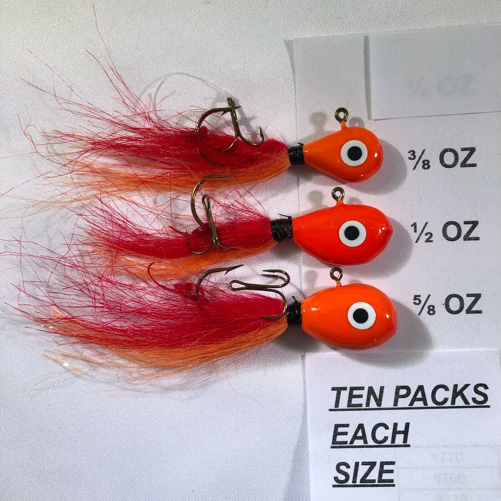 Jigs Walleye Killer 1/4 3/8 1/2 5/8 3/4 & 1 OZ 10 Pack Taylor Tackle Set # 1 of 2