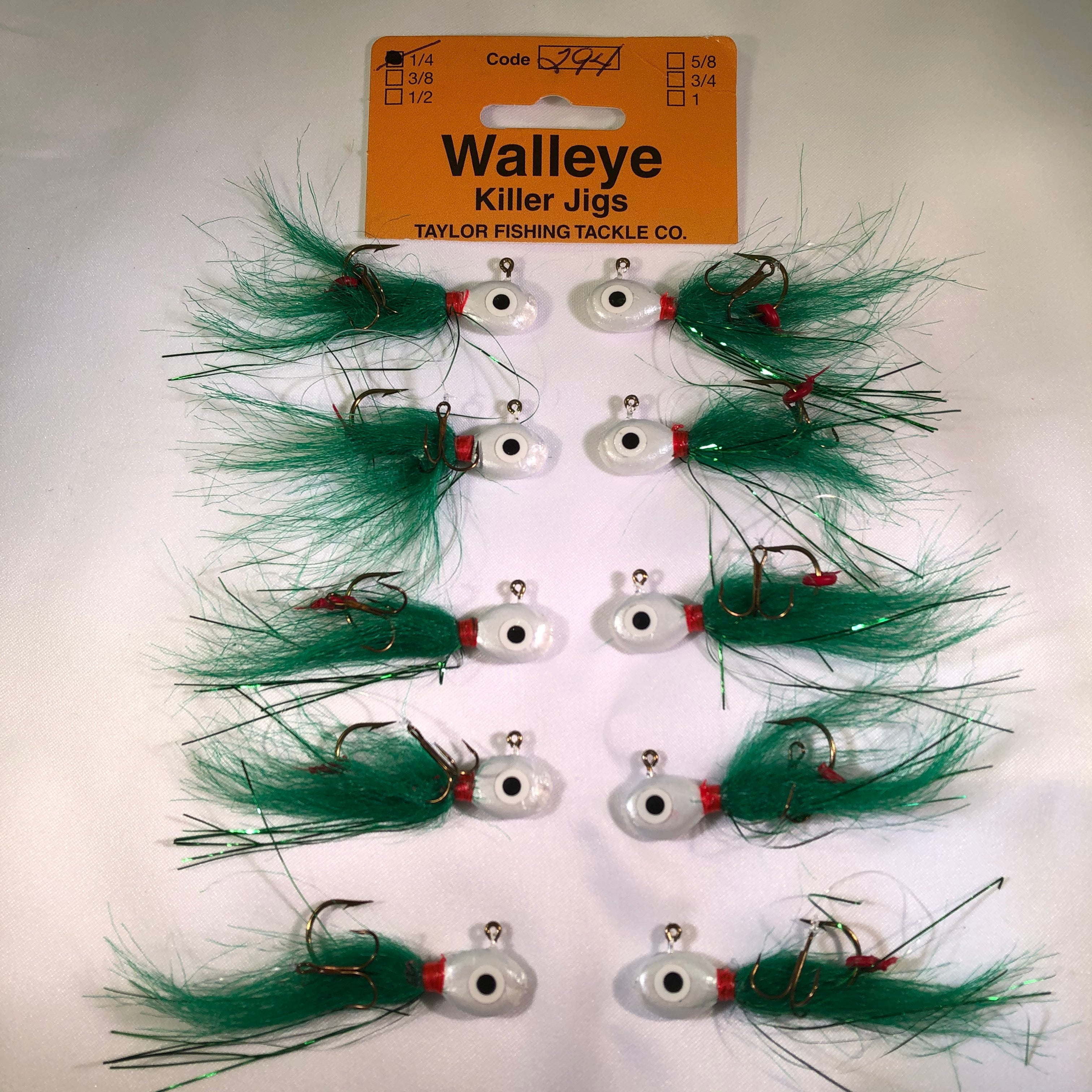 Jigs Walleye Killer 1/4 3/8 1/2 5/8 3/4 & 1 OZ 10 Pack Taylor Tackle Set # 2