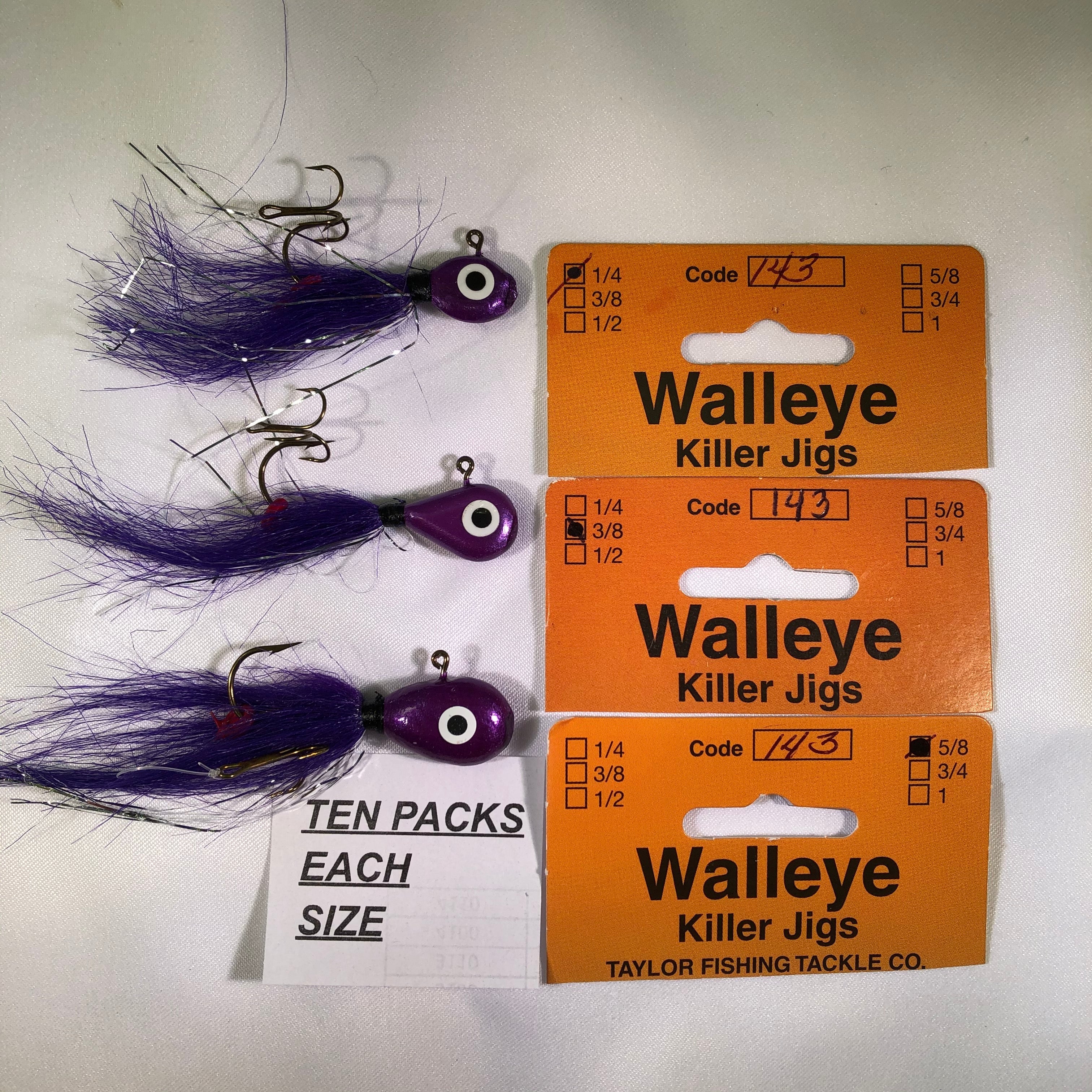 Jigs Walleye Killer 1/4 3/8 1/2 5/8 3/4 & 1 OZ 10 Pack Taylor Tackle Set # 2