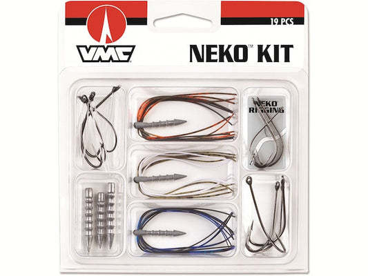 Neko Rig Kit VMC 19 Pieces Bass Fishing Hooks Skirts Weights