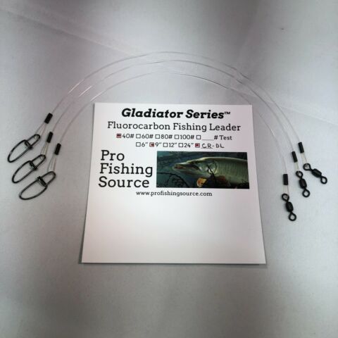 40LB 9" Fluorocarbon Fishing Leader Crane Swivel Pro Fishing Source 