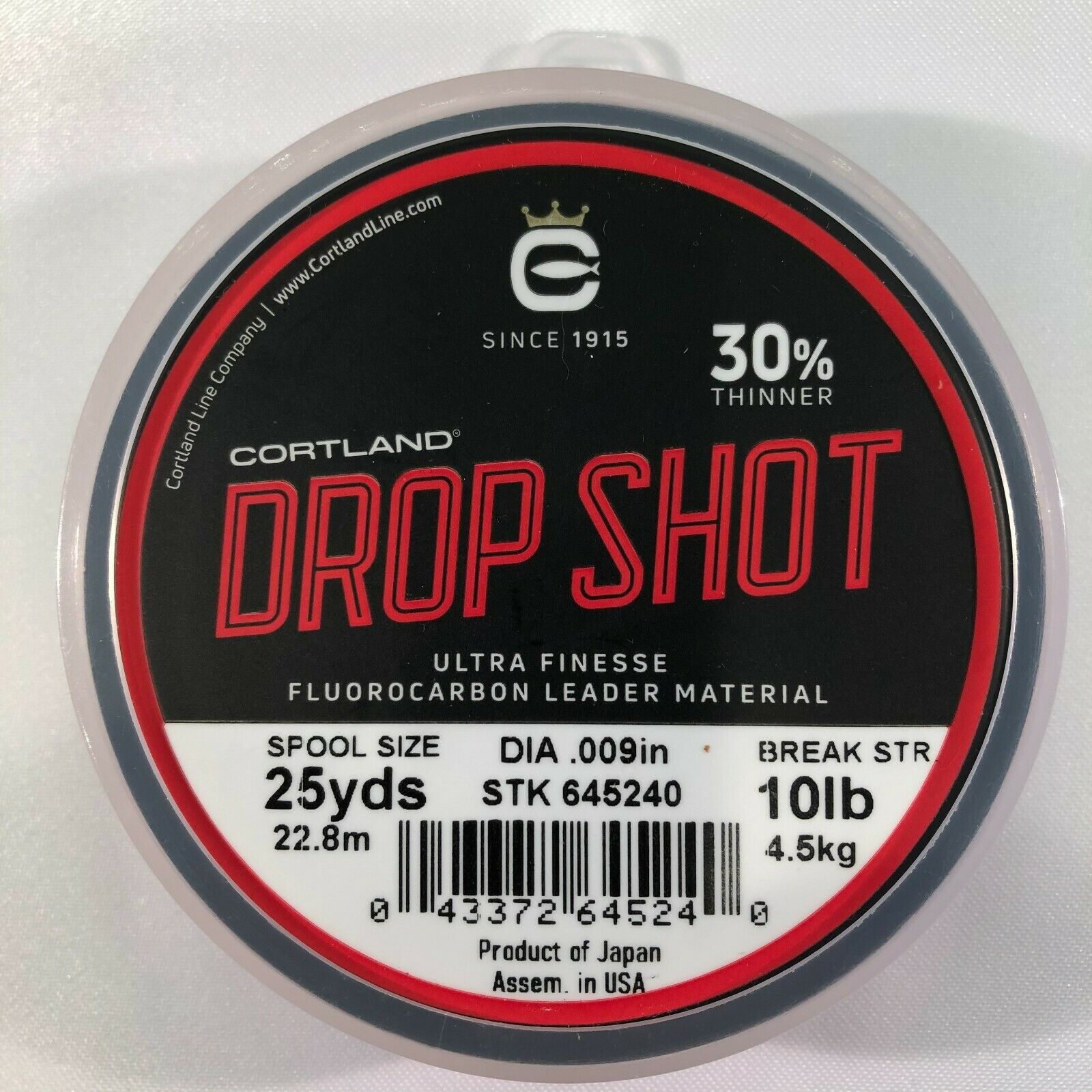 Drop Shot Fluorocarbon Ultra Finesse Leader Material 25YD Cortland Line