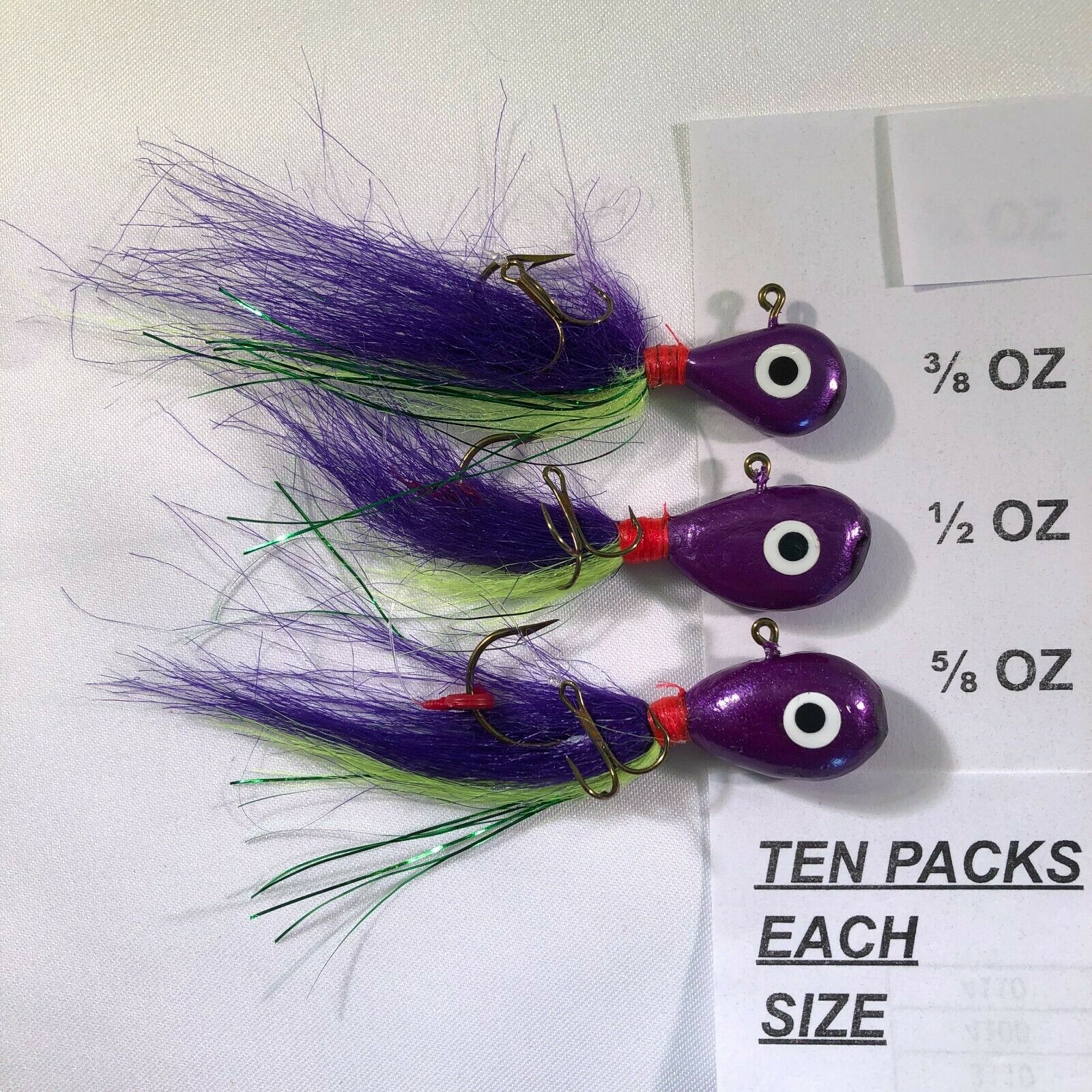 Jigs Walleye Killer 1/4 3/8 1/2 5/8 3/4 & 1 OZ 10 Pack Taylor Tackle Set # 1 of 2