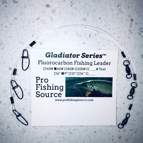 60LB to 130LB Fluorocarbon 9" & 12" Fishing Leader Ball Bearing Swivel 3 Pack