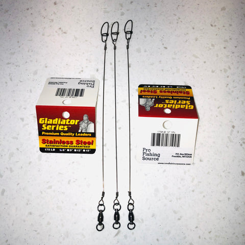 6" 9" & 12" Stainless Steel Fishing Leader Jerkbait 174LB 3 Pack